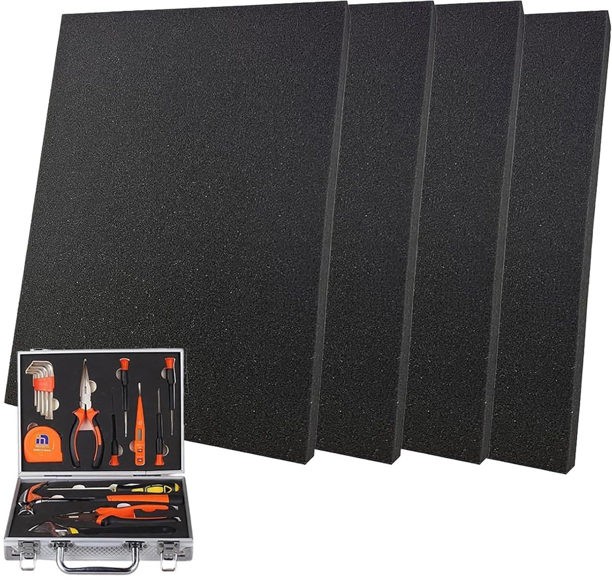 Dailygoods- Schuimplaat Zwart - 40 x 30 x 4 cm - Schuimrubber Inleg - Schokabsorberend - Zelf op Maat te Snijden - Ideaal voor Gereedschapskoffer - Inlegschuim