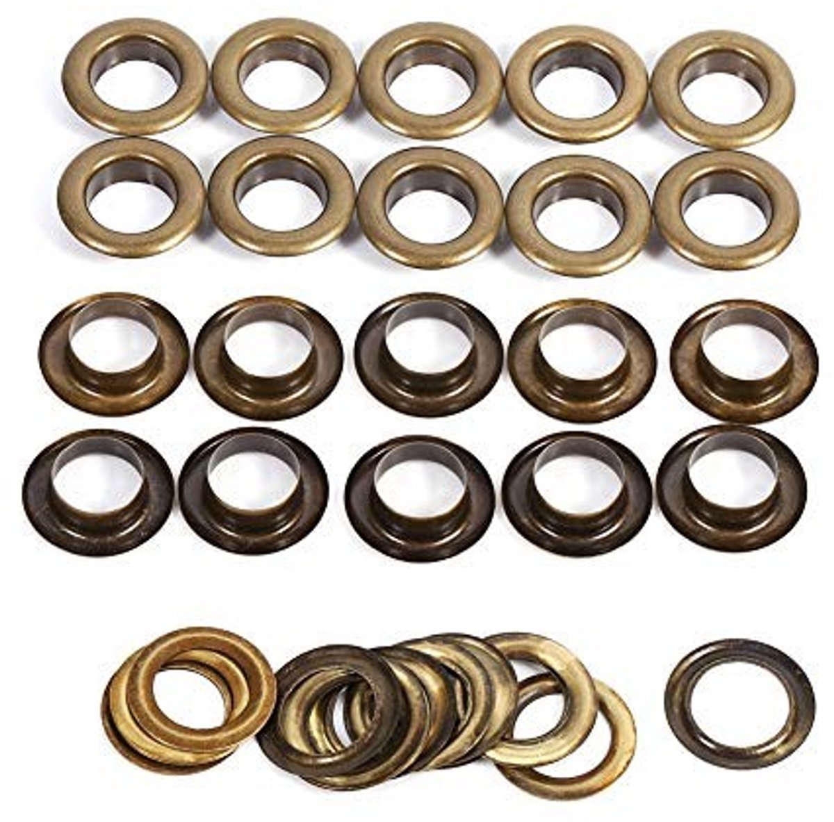 Dailygoods- Grommets Antiek Messing - Oogjes voor Kleding - Oogjestang Inclusief Oogjes - 8mm - 100 Sets - Hoogwaardig Koper