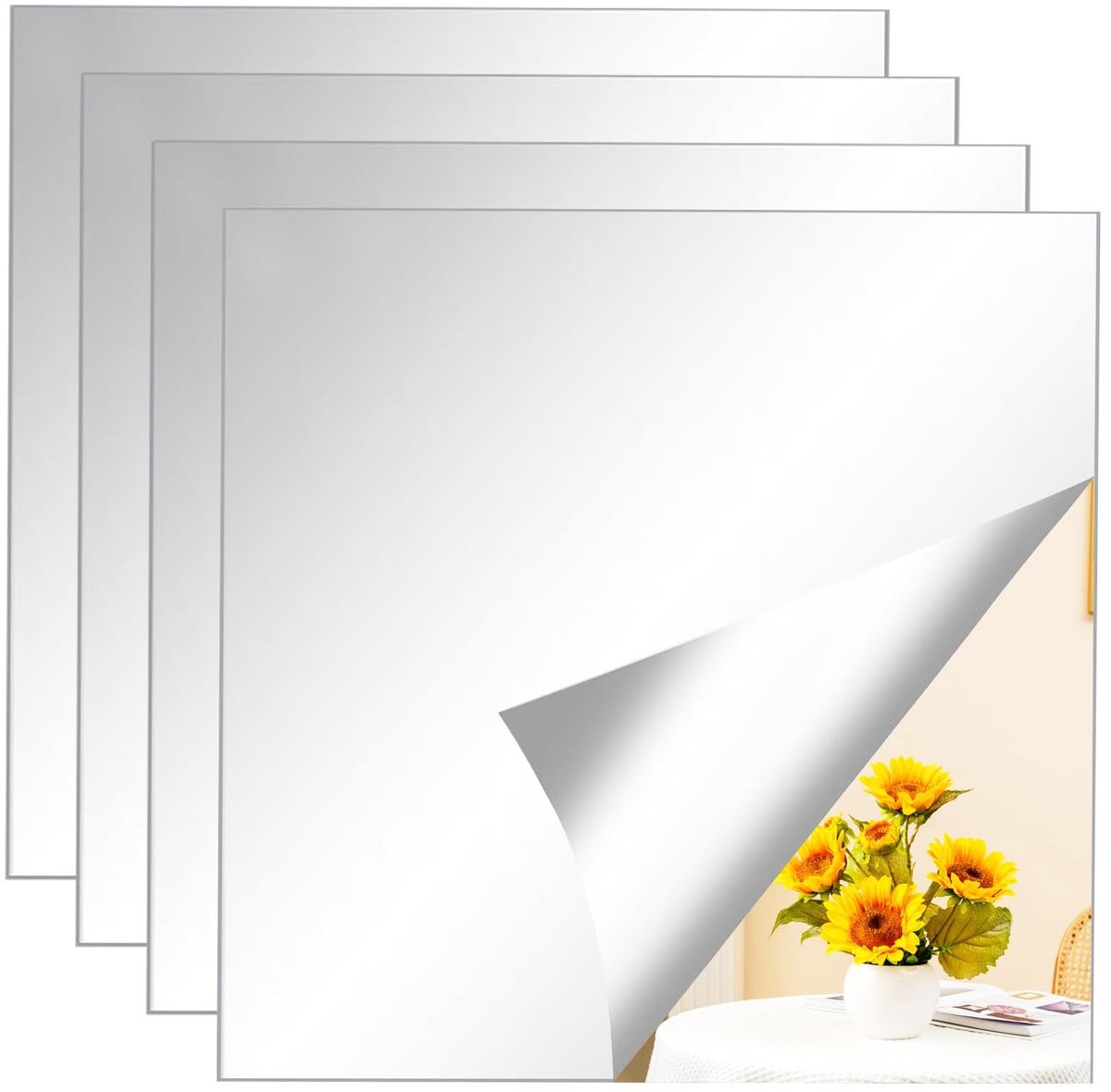 Dailygoods- Spiegel Zelfklevend 4 Stuks - Plakspiegel 20 x 20 cm - Wandspiegel - Acrylspiegel - 2 mm Dik - Veilig en Praktisch