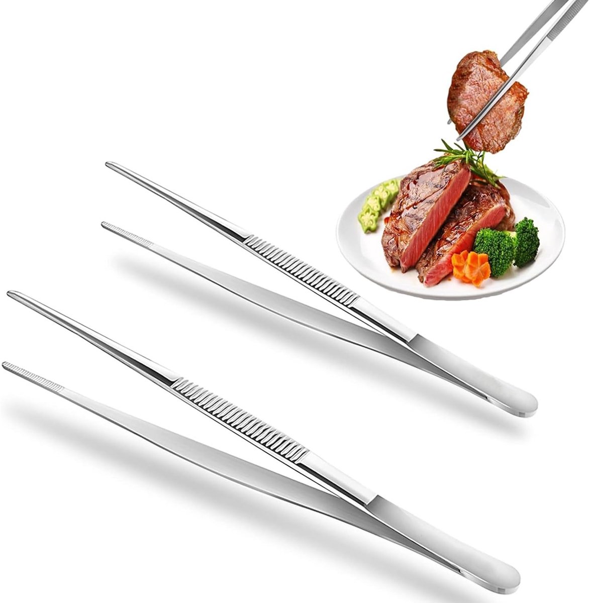 Dailygoods- Keukenpincet 30 cm - Roestvrij Stalen Keukenpincet - Precisietang - Duurzaam - Temperatuurbestendig - Sterke Constructie - Keukentang