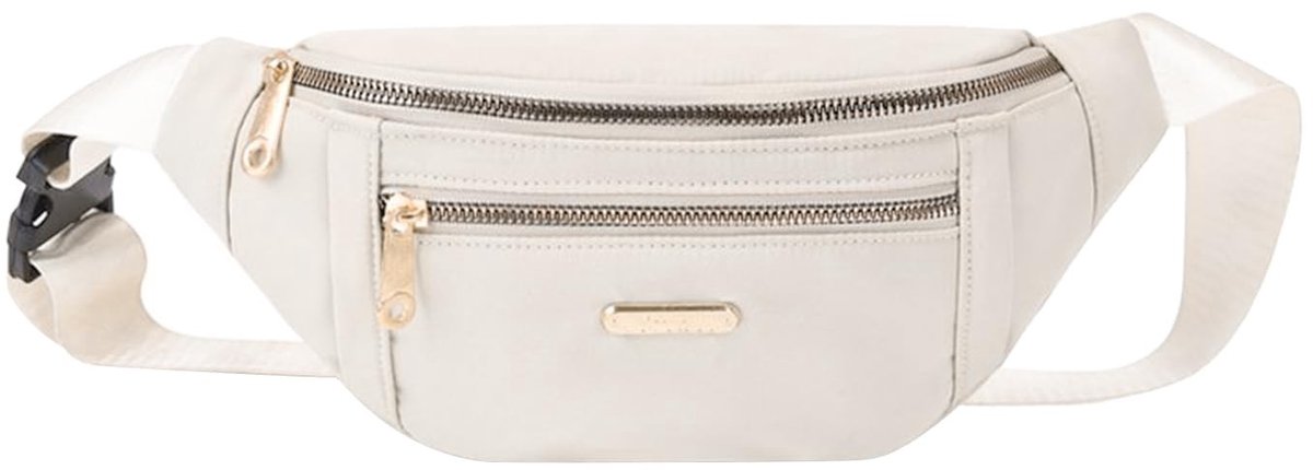 Dailygoods - Bum Bag, Oxford doek fanny pack met verstelbare riem, stijlvolle heuptas voor vrouwen met gesp, crossbody tas voor sport, winkelen, wandelen, korte reizen, wit, minimalistisch