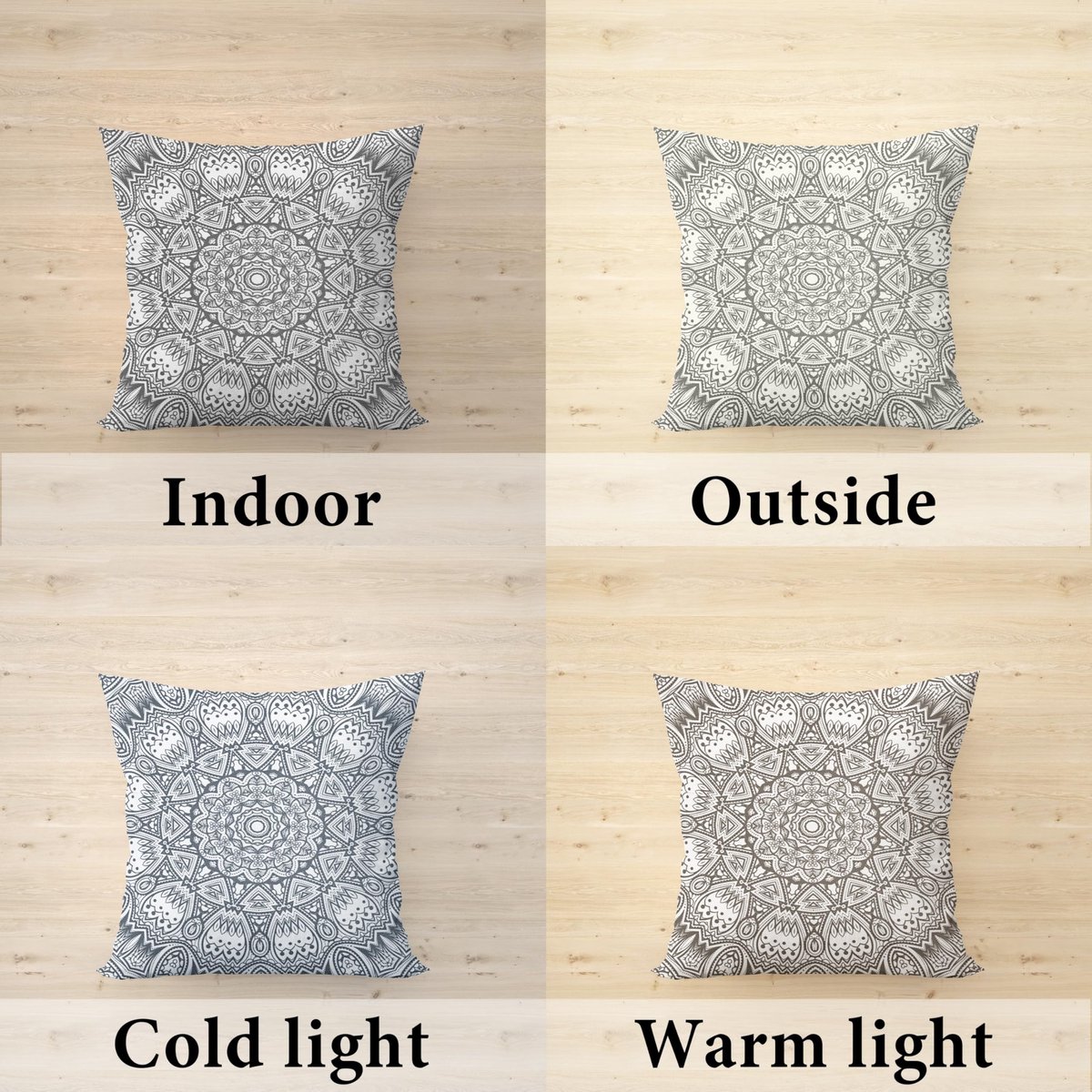 kussenslopen 45x45cm Grijs Etnische Boho-kussen Indiase stijl Abstract Mandala Arabesk Meditatie Hippie Modern kussenhoes werpen voor sofa woonkamer bed kussenbezug 2-delig set