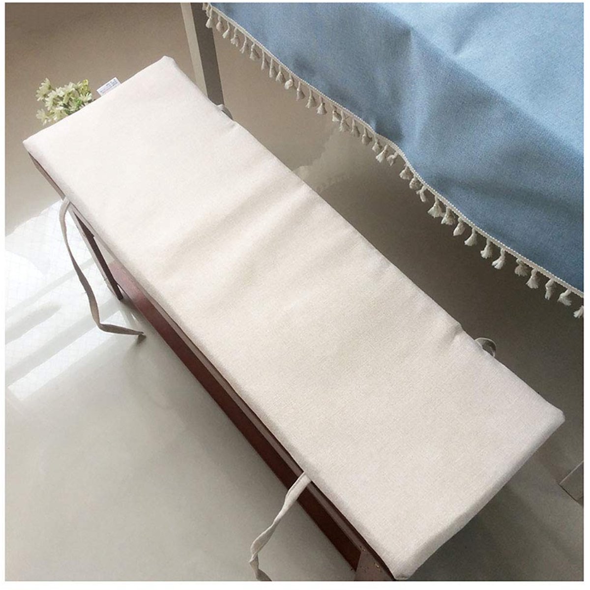 Bankkussen met stropdas, zachte ligstoel kussen bank schommel kussens, 2 zitplaatsen grote tuin zitkussen pad dikke bank mat zitkussen-beige 87×28×2cm (34×11×0,8 inch)