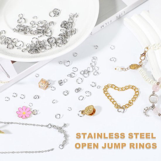 350 stuks buigringen, 7 x 1 mm, open kettingschakels, springringen, metalen ring, jump rings voor het maken van sieraden, armbanden, halskettingen, hangers, sleutelringen, klein — afbeelding 2
