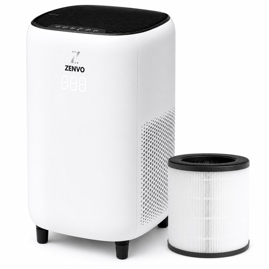 Zenvo Luchtreiniger XL - HEPA 13 Filter - CADR 360 m³/u - Tot 50 m² - Luchtkwaliteitssensor - 4 Standen - Voor Pollen, Fijnstof & Huisstof