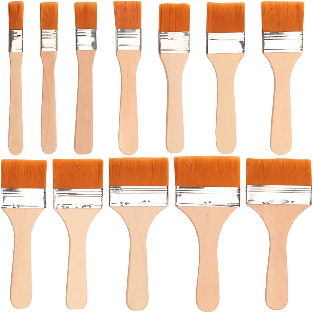 12 borstelset platte borstelset, verfborstels voor groot doek, brede platte borstels & vlakborstels, kunstenaarspenselenset met verfborstels voor acryl- en olieverf, 12 maten