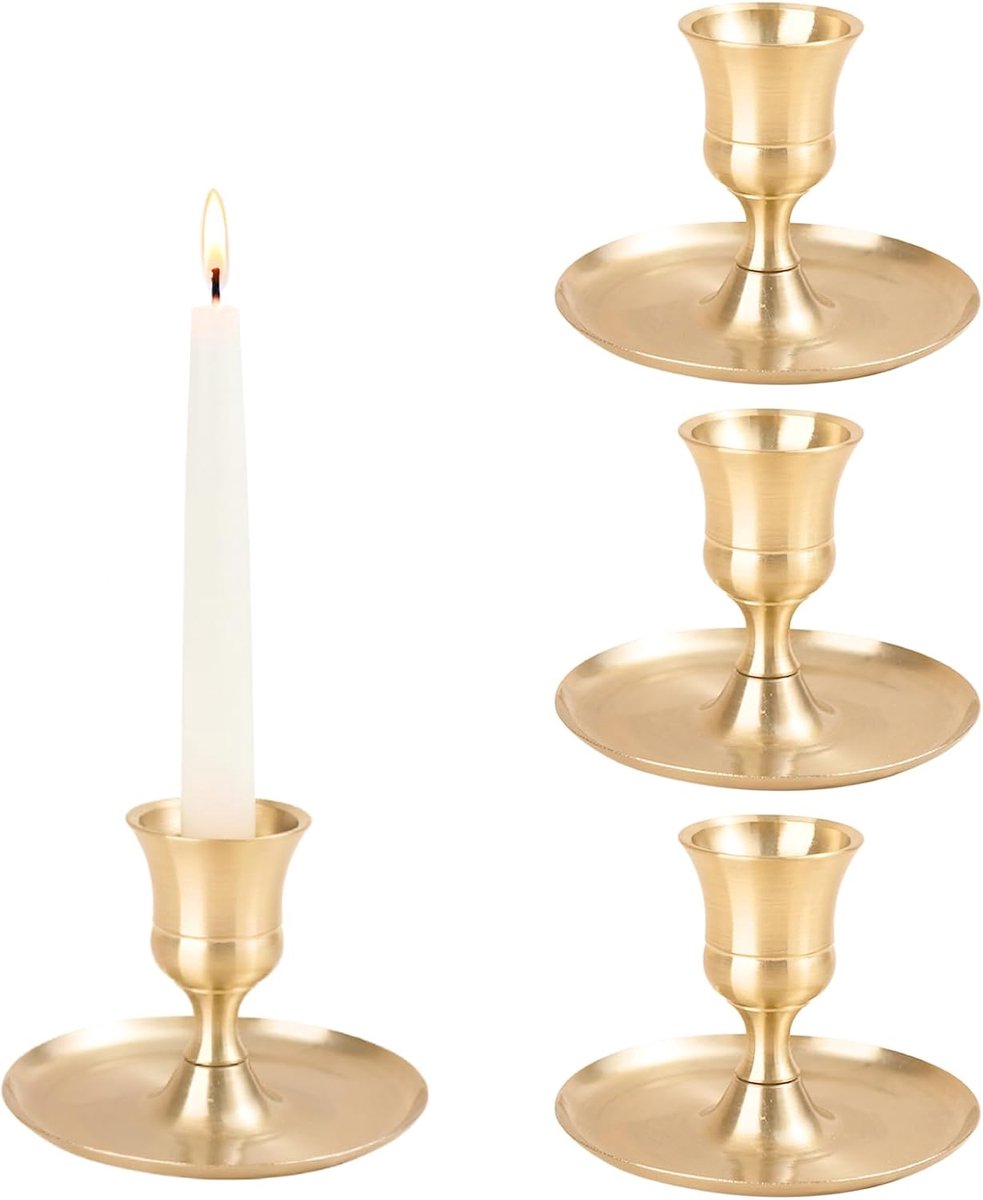 4 stuks kandelaars, kandelaars, kerstkaarsenstandaard, rok, wijnglazen cancle deur, voor staafkaarsen 1-2 cm, gouden steel, Kerstmis, feest, slaapkamer, eettafel (goud)