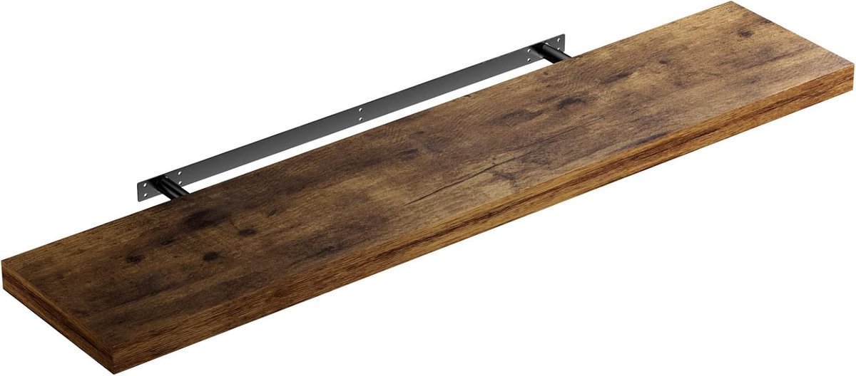 Wandplank Hout met Bevestiging 50-110 cm Zwevend 15 kg Draagkracht Keuken Woonkamer Kantoor Badkamer Plank Keukenplank Donker Eiken 110 cm