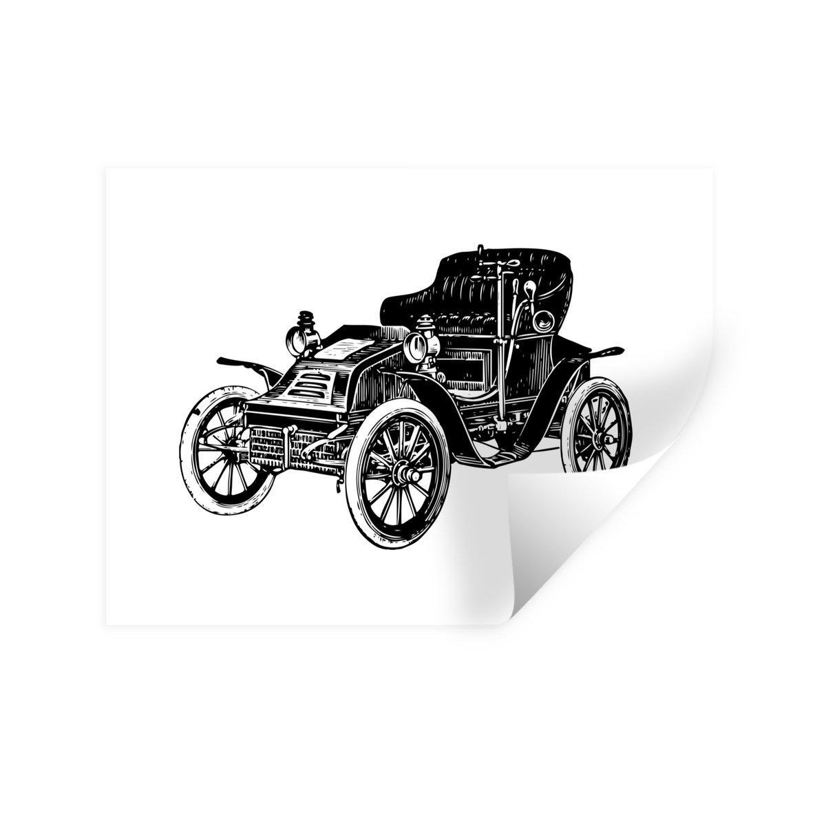 Muurstickers - Sticker Folie - Vintage Georges Richard Tonneu Poney Type 1 in zwart wit - 