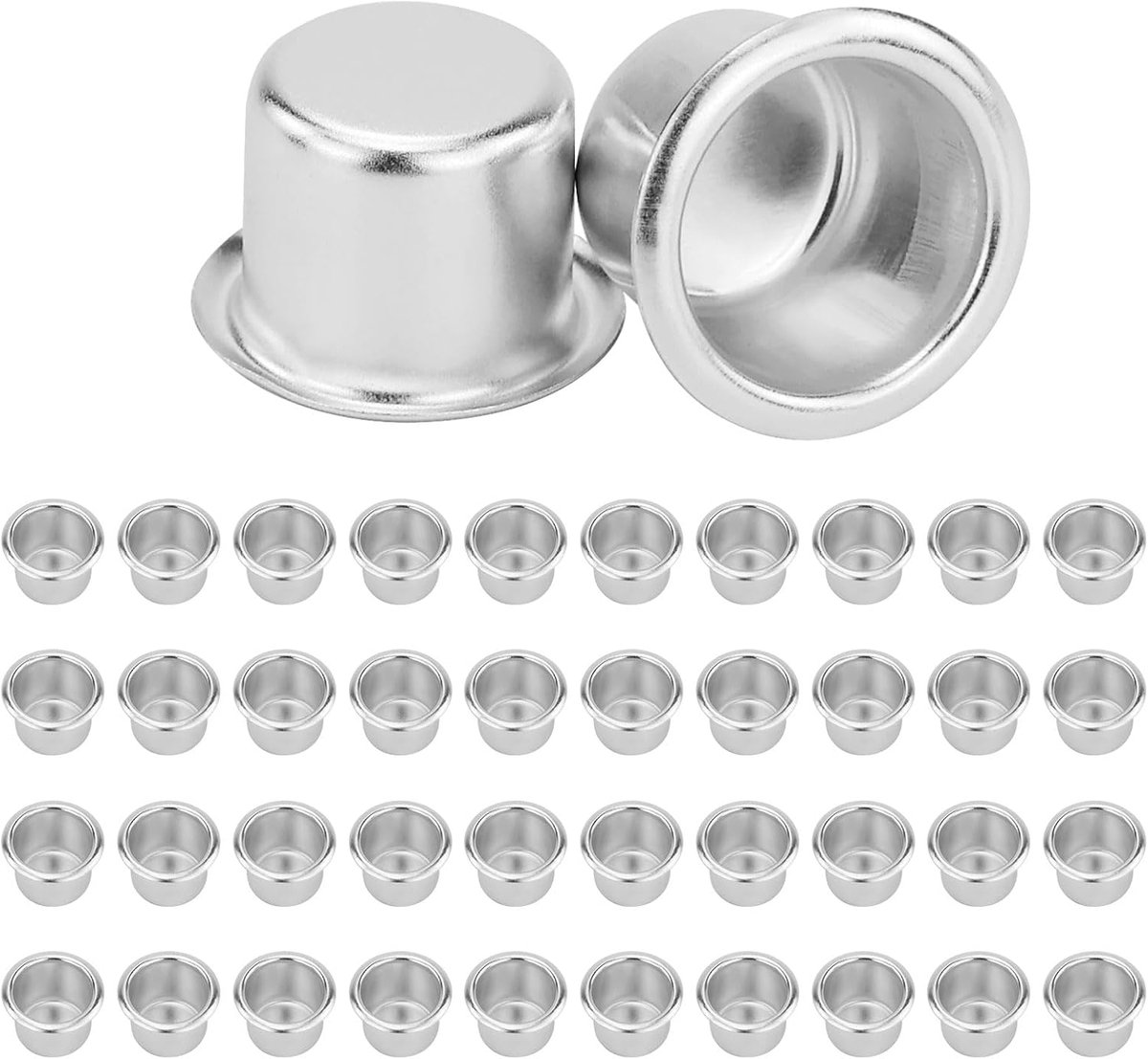 42 stuks kaarsenhouders, 22,8 x 19 mm, zilveren kaarsenhouders voor staafkaarsen, kaarseninzetstuk, tafelkaarsen, kleine kandelaar voor bruiloft, verjaardag, tafeldecoratie
