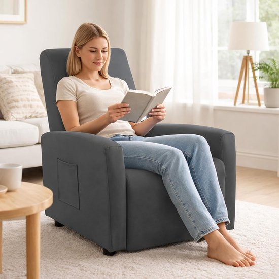 1-zits stoelhoes, waterdichte stoelhoes, stretch met tas, all-inclusive stoelbeschermer voor tv-stoel, ligstoel, stoel (donkergrijs) — afbeelding 5
