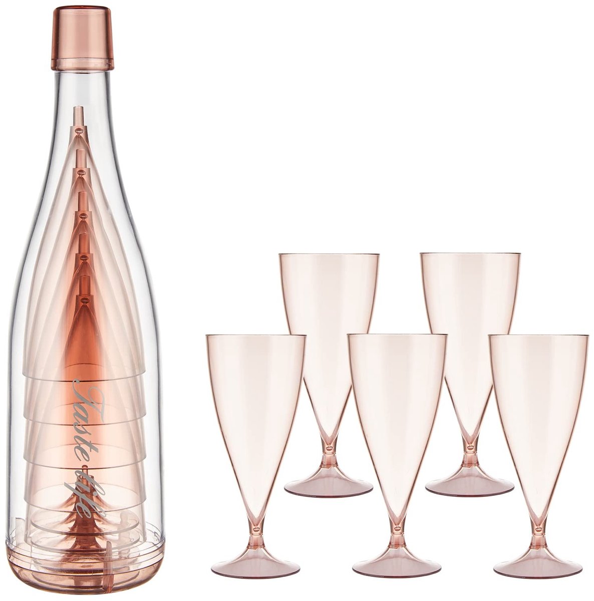 Dailygoods- Champagneglazen Onbreekbaar - Set van 5 - Draagbare Wijnglazen - Herbruikbaar Kunststof - Stapelbaar - Perfect voor Feestjes