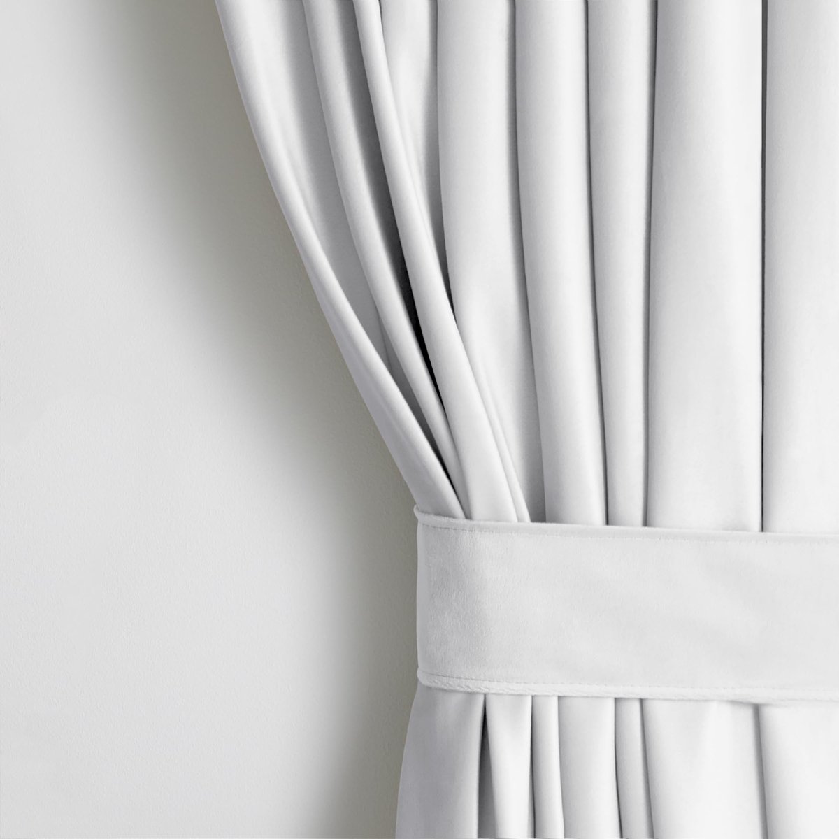 Gordijn H 270 x B 140 cm met gordijnhouders 54 x 10 cm fluwelen look wit 1 st. plooiband golfband fluweel verduisteringsgordijn raamdecoratie decoratief gordijn