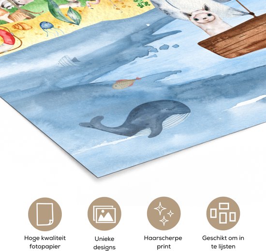 Poster kinderen - Wanddecoratie jongens - Strand - Dieren - Kinderen - Vuurtoren - Poster kinderkamer - 120x180 cm - Decoratie kinderkamers - Kinderkamer decoratie - Poster Babykamer — afbeelding 5