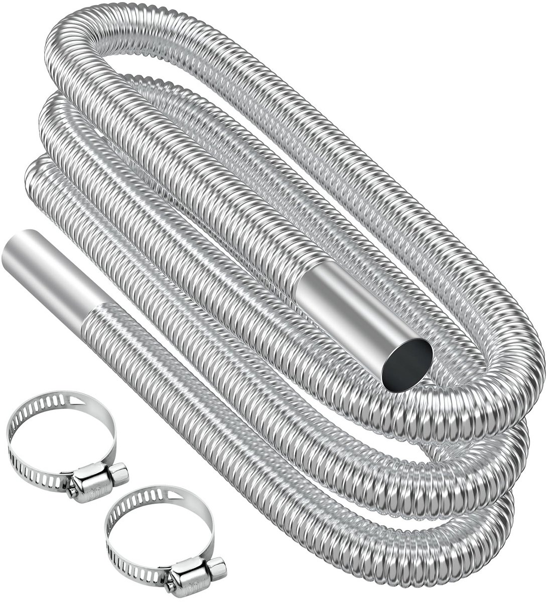 Dailygoods- Uitlaatpijp 300 cm - Roestvrij Stalen Slang - Standkachel - Dieselverwarming - Inclusief Slangklemmen - Corrosiebestendig - Uitlaatslang