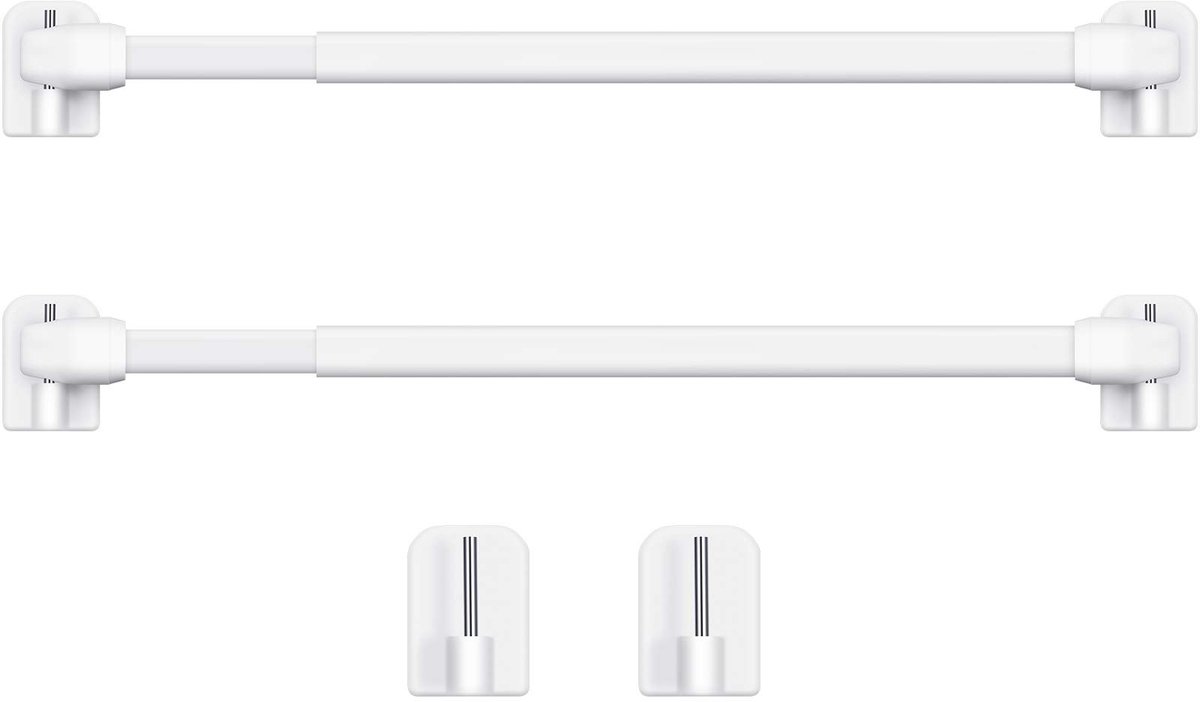 Dailygoods- Gordijnroede Verstelbaar 15,7-27,5 Inch - Gordijnroede zonder Boren - Zelfklevende Gordijnstangen - Douchegordijnstangen - 2 Stuks - Draagkracht tot 400 g - Douchegordijnstang