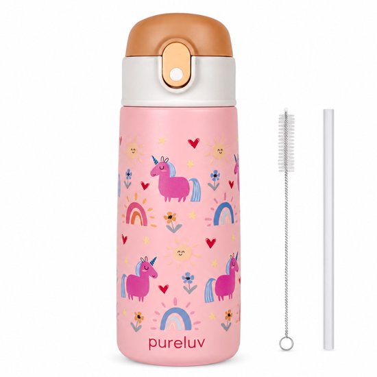 Pure Luv RVS Drinkfles met rietje