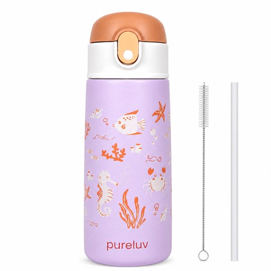 Pure Luv RVS Drinkfles met rietje