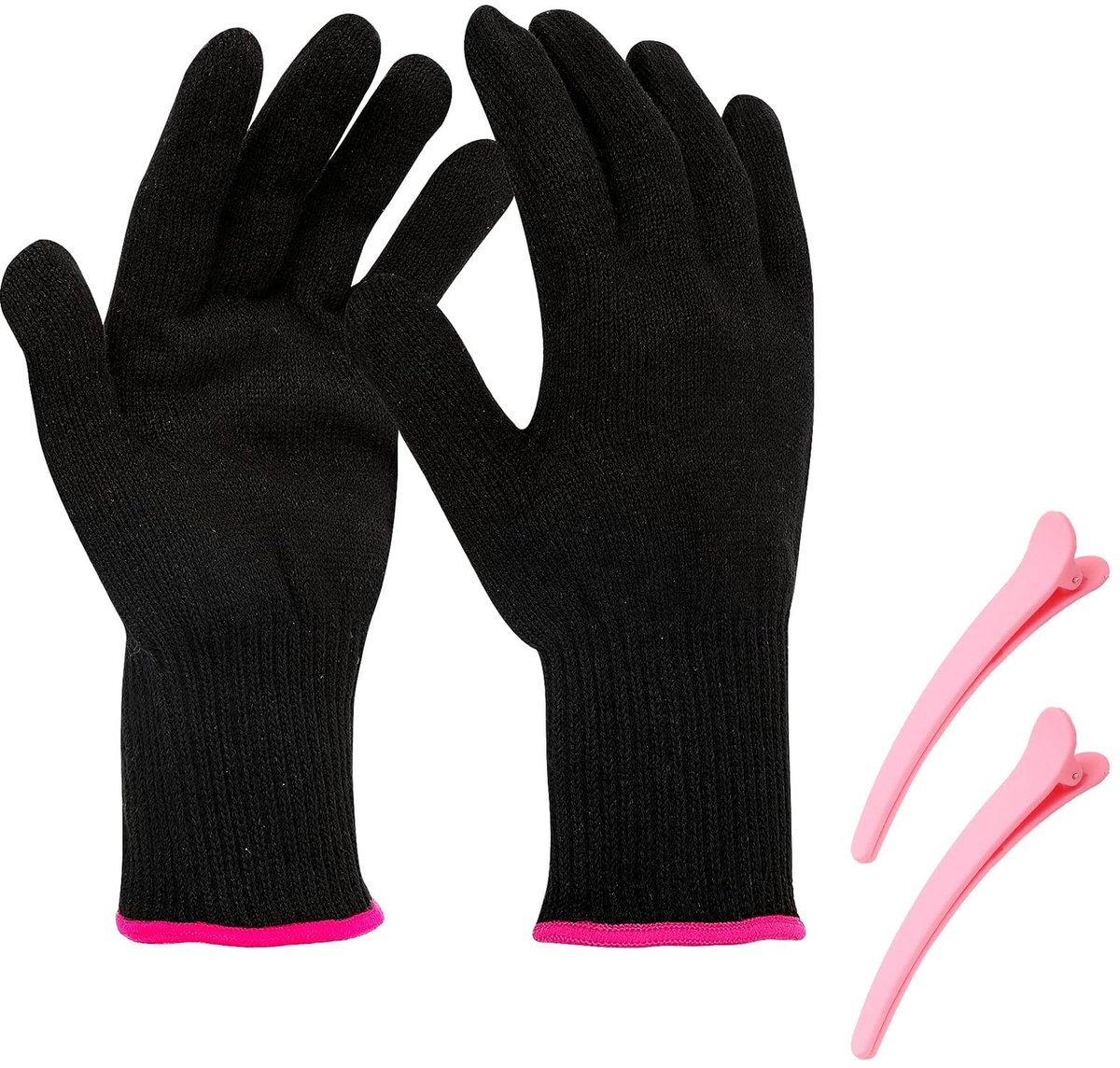 Dailygoods - 2 Stuks Hittebestendige Thermohandschoenen met Roze Haarspelden