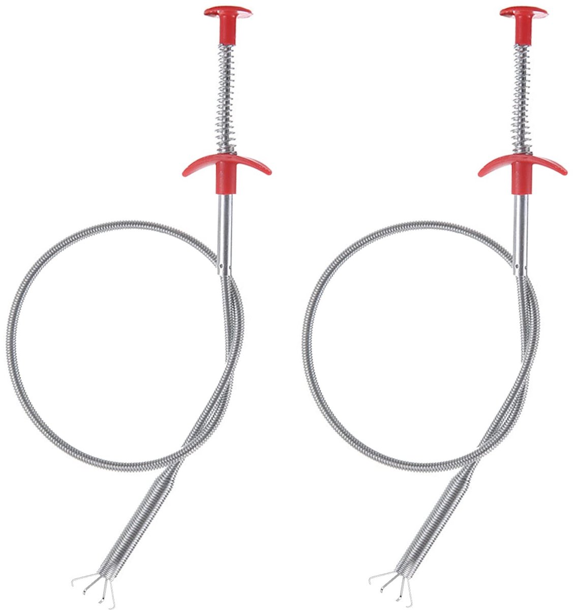 Dailygoods - 2-pack flexibele sterke afvoerontstopper, 60 CM afvoergootsteenontstopper Sink Drain Snake Grabber Spring Drain Hair Remover Tool voor gootsteen Badkamer Bad Toiletafvoeren (grijs)