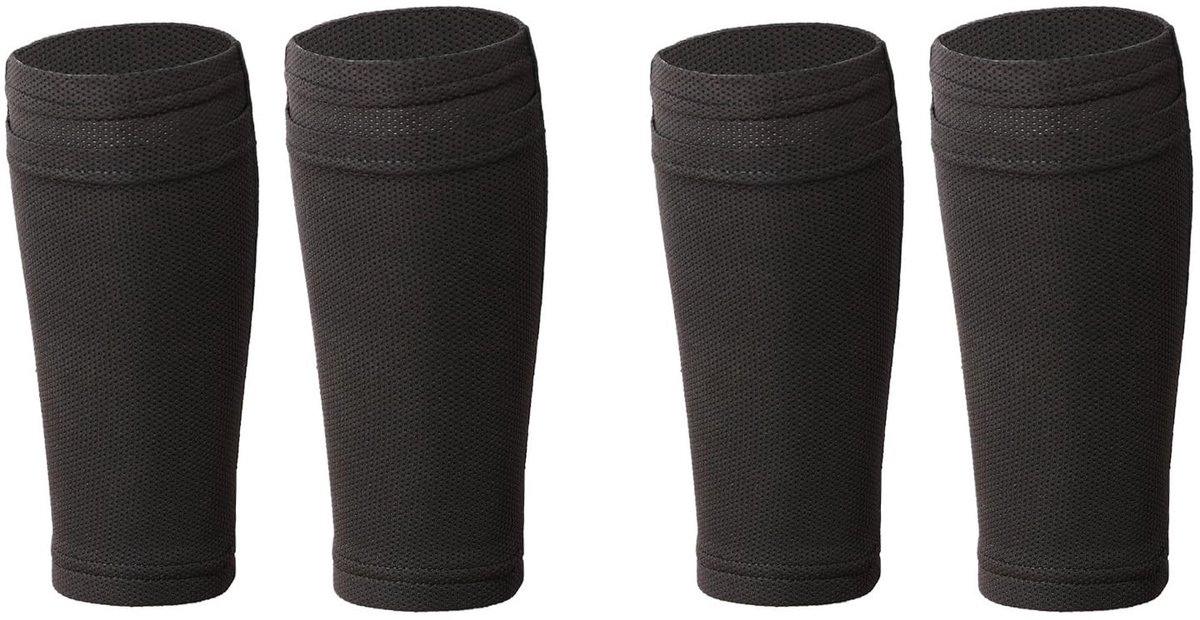 Dailygoods- Voetbalsokken Ademend - Scheenbeschermers - 2 Paar - Voor Kinderen/Tieners/Volwassenen - Zwart - Voetbal Trainingsmateriaal