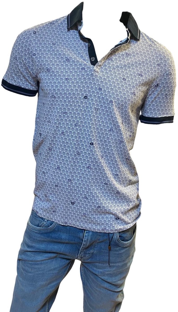 Cast Iron - Casual Shirt - Mannen - Wit/Blauw - Maat M