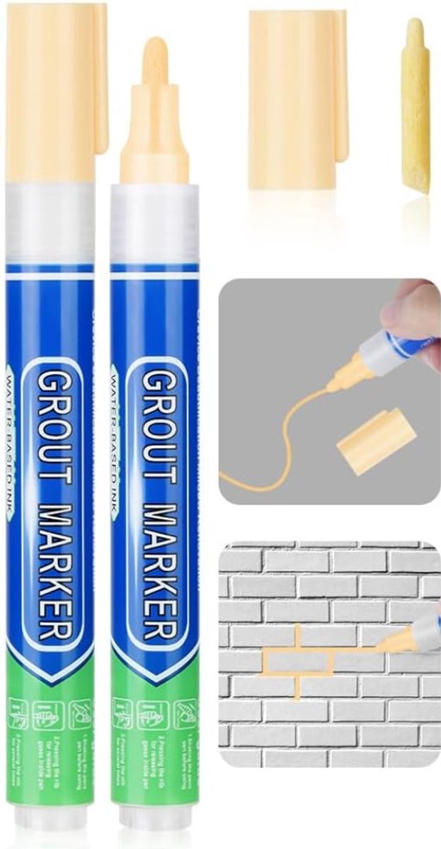 Voegenstift Beige – Voegenmarker – Voegenpen – Voegverf Pen – Voegstift – Voegen Kleuren en Opfrissen – Tegelvoegen Reinigen – Voegkleuring – Tegelvoeg Marker – Badkamer, Keuken en Toilet