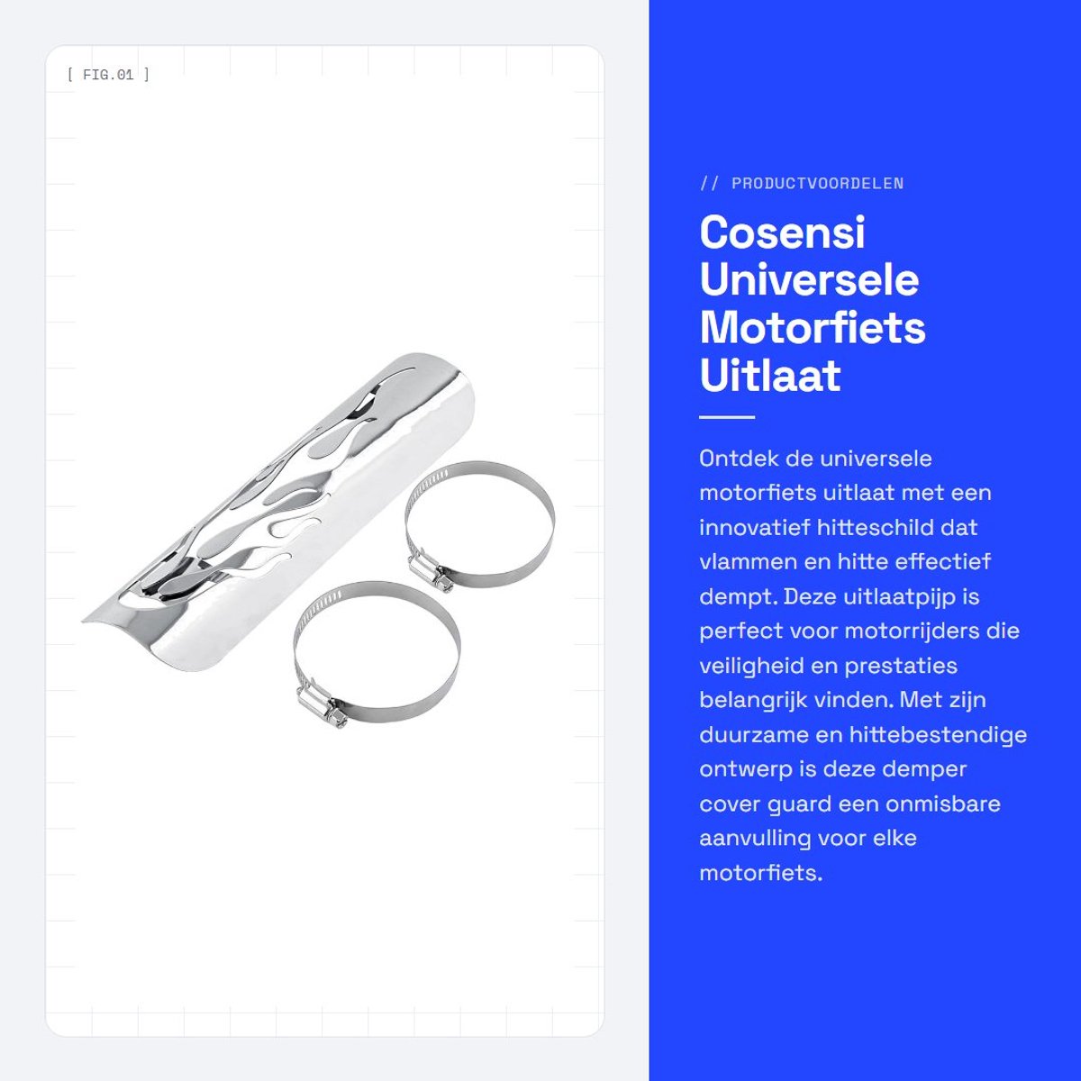 Dailygoods- Uitlaat Hitteschild Warmte-isolatie - Universeel - Demper - Motorfiets - Hoogwaardige Kwaliteit - Eenvoudig te Installeren - Uitlaatdemper