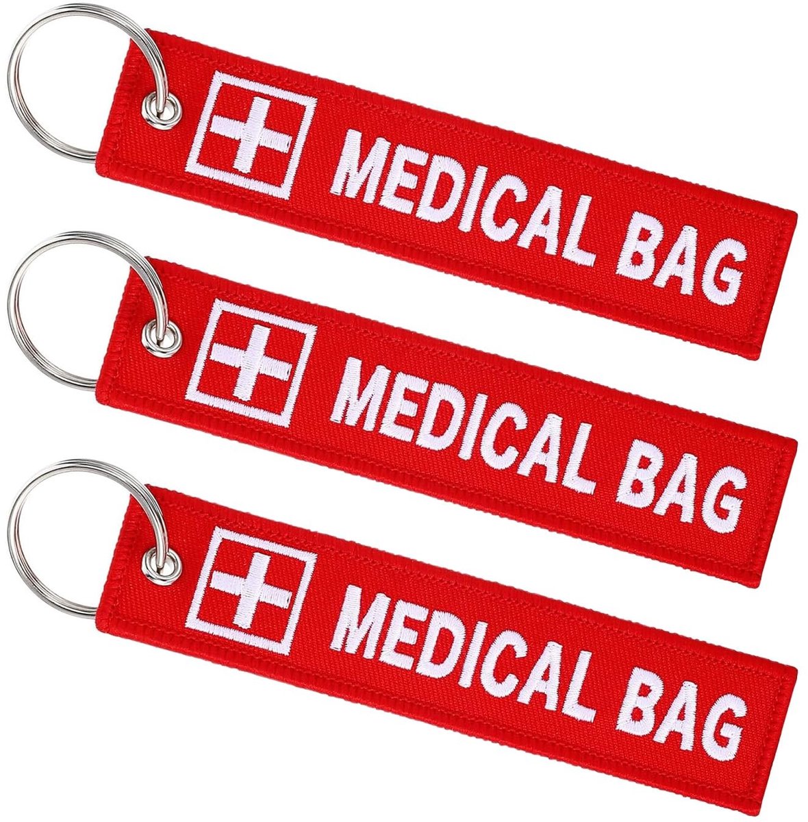 Dailygoods- Bagagelabel Medische Apparatuur - 3 Stuks - Herbruikbaar - Dubbelzijdig - Afneembare Metalen Ringen - 13 x 2,8 cm - Etiketten