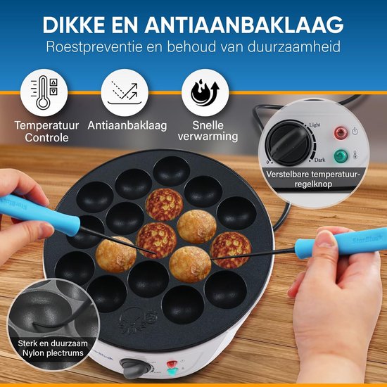 Apparaat voor Japanse Snacks - Snack Pan - Thuis Snacks Maken - 18 Ronde Vormen - 22 cm - Wit — afbeelding 3