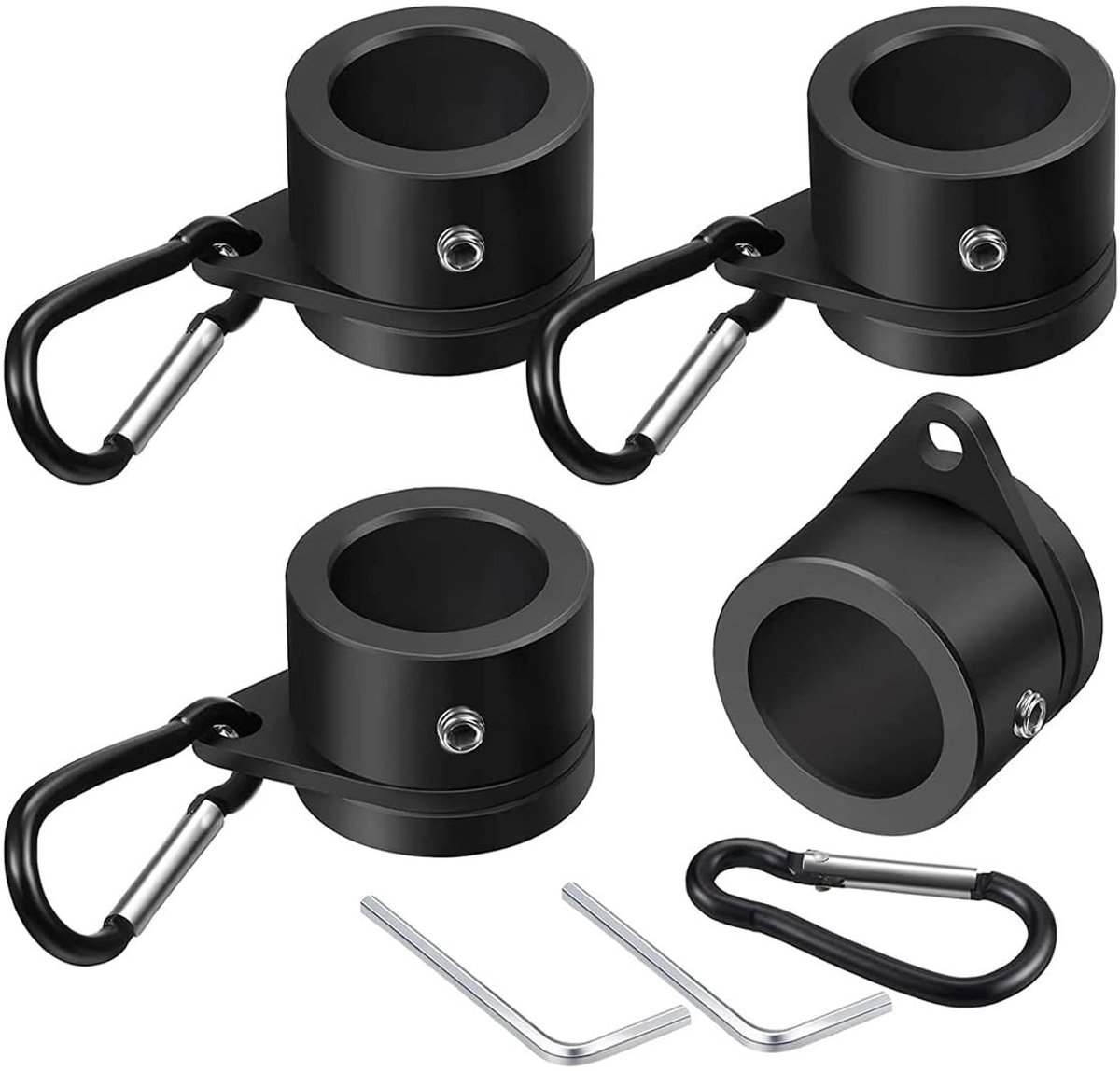 Dailygoods- Vlaggenmastringen 360° draaibaar - 4-delige set - Aluminiumlegering - Antiverstrengeling - Geschikt voor alle weersomstandigheden - Eenvoudig te installeren met karabijnhaak - Vlaggenringen