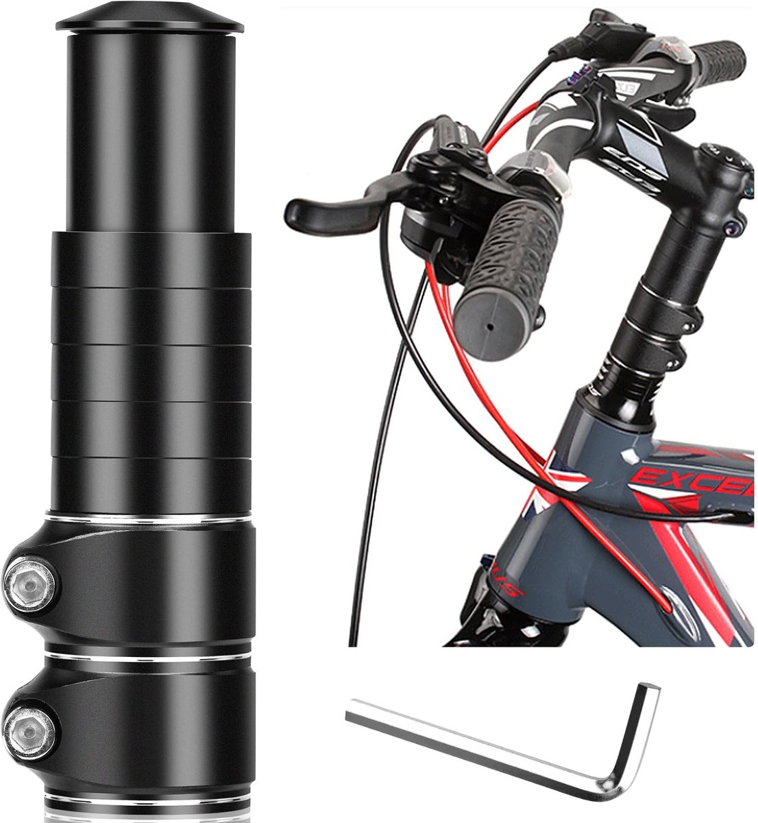 Dailygoods- Stuurverhoging - Verstelbare Stuurpen - Fietsstuurpen - Aluminiumlegering - Geschikt voor MTB - Max. Hoogte 10 cm
