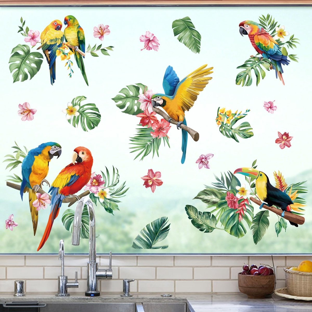 Dailygoods- Raamstickers Vogels - Dubbelzijdig - Anticollisie - Decoratie - 8 Vellen - Hoogwaardige Statisk Vinyl - Herbruikbaar zonder Resten - Vensterstickers