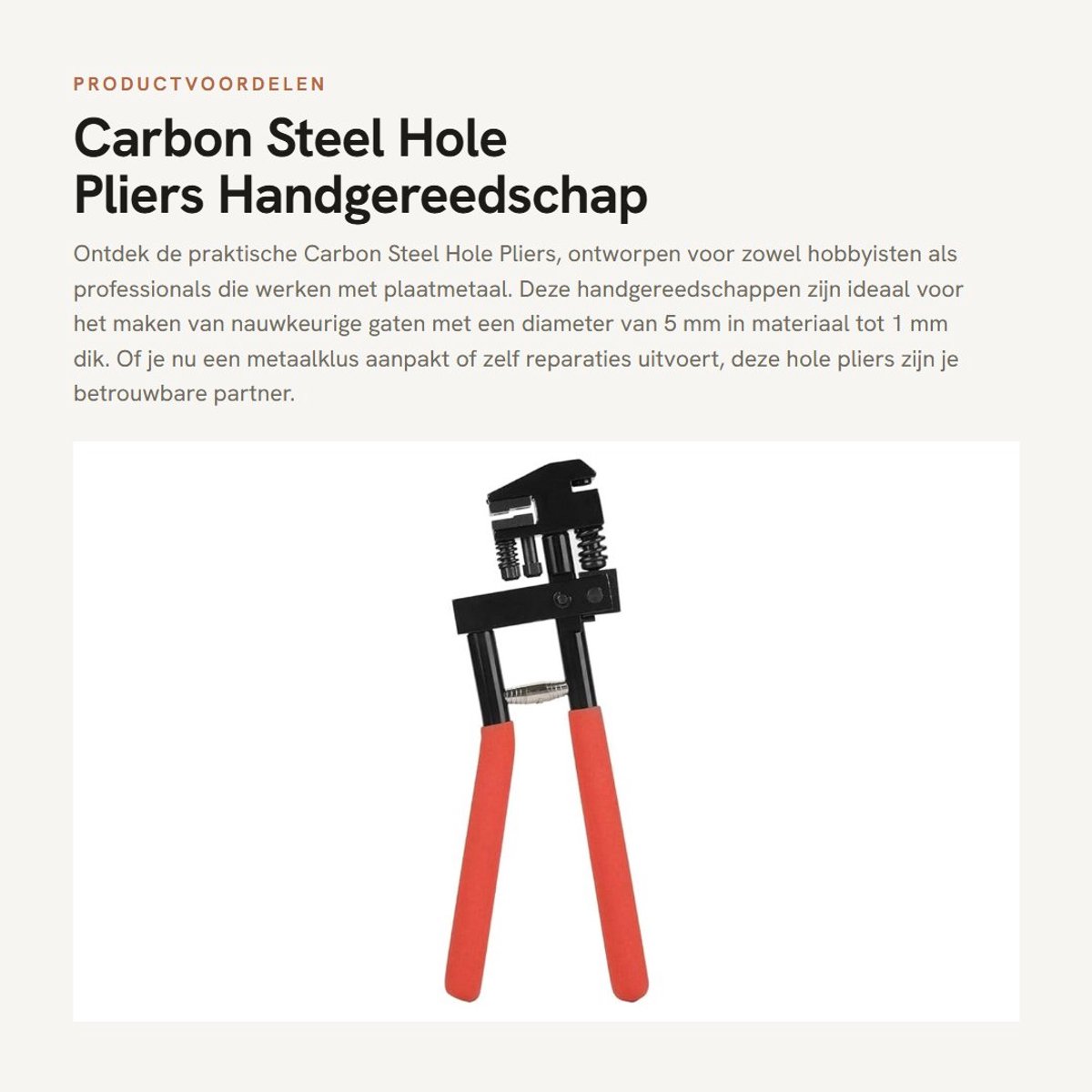 Dailygoods- Gatentang van Koolstofstaal - Perforator - Handgereedschap - Geschikt voor Plaatwerk - Krimranden tot 1 mm - Efficiënt en Praktisch