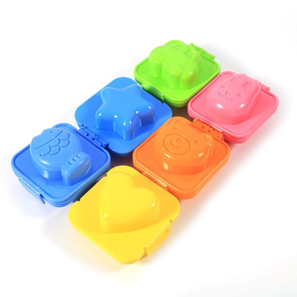 Dailygoods- Eiervorm Set van 6 Stuks - Cartoon Vormen - Duurzaam PP-Plastic - Hittebestendig - Keuken Mold - Voor Eieren/Sushi - Eivormpjes