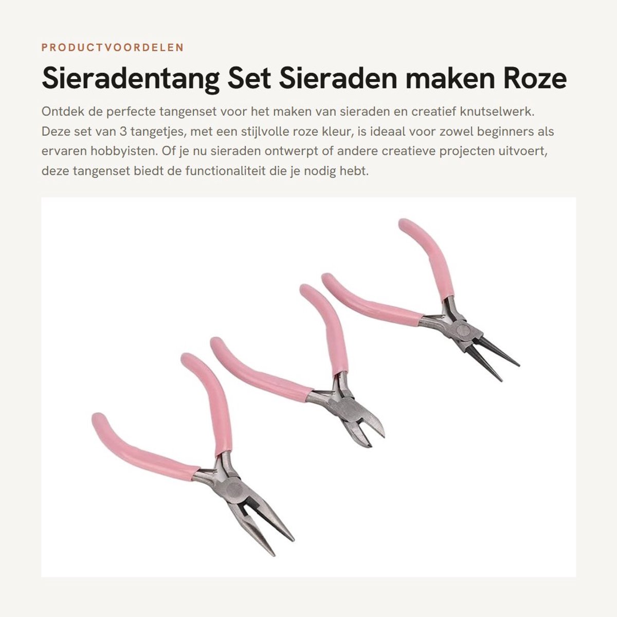 Dailygoods- Sieradentang Set - 3 Stuks - Ronde/Punt/Zij-tang - Koolstofstaal - Sieraden Maken Benodigdheden - Handmatige Meting 125/112/128 mm - Tangset