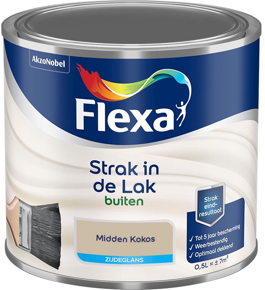 Flexa - Strak In De Lak Buitenlak Zijdeglans - Midden Kokos - Mengverf - 500 Ml