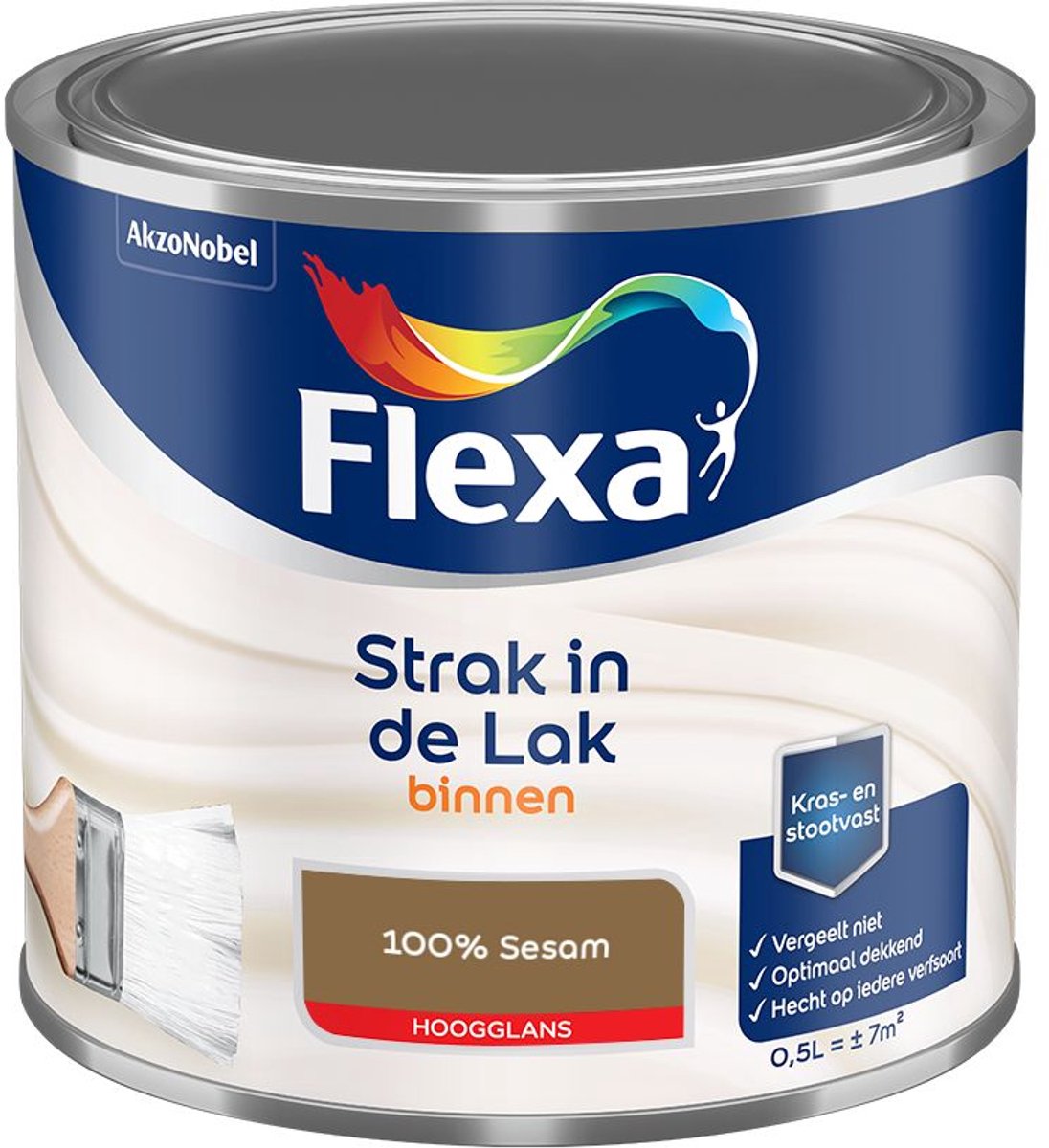 Flexa - Strak In De Lak Binnenlak Hoogglans - 100% Sesam - Mengverf - 500 Ml