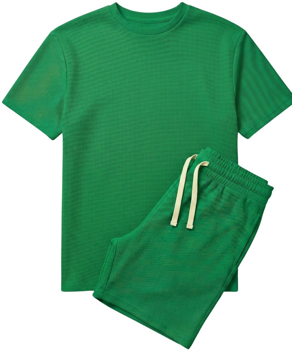 Zomerset Heren - Oversized T shirt en Shorts Heren - Twinset - GB-918 - Groen - Maat L