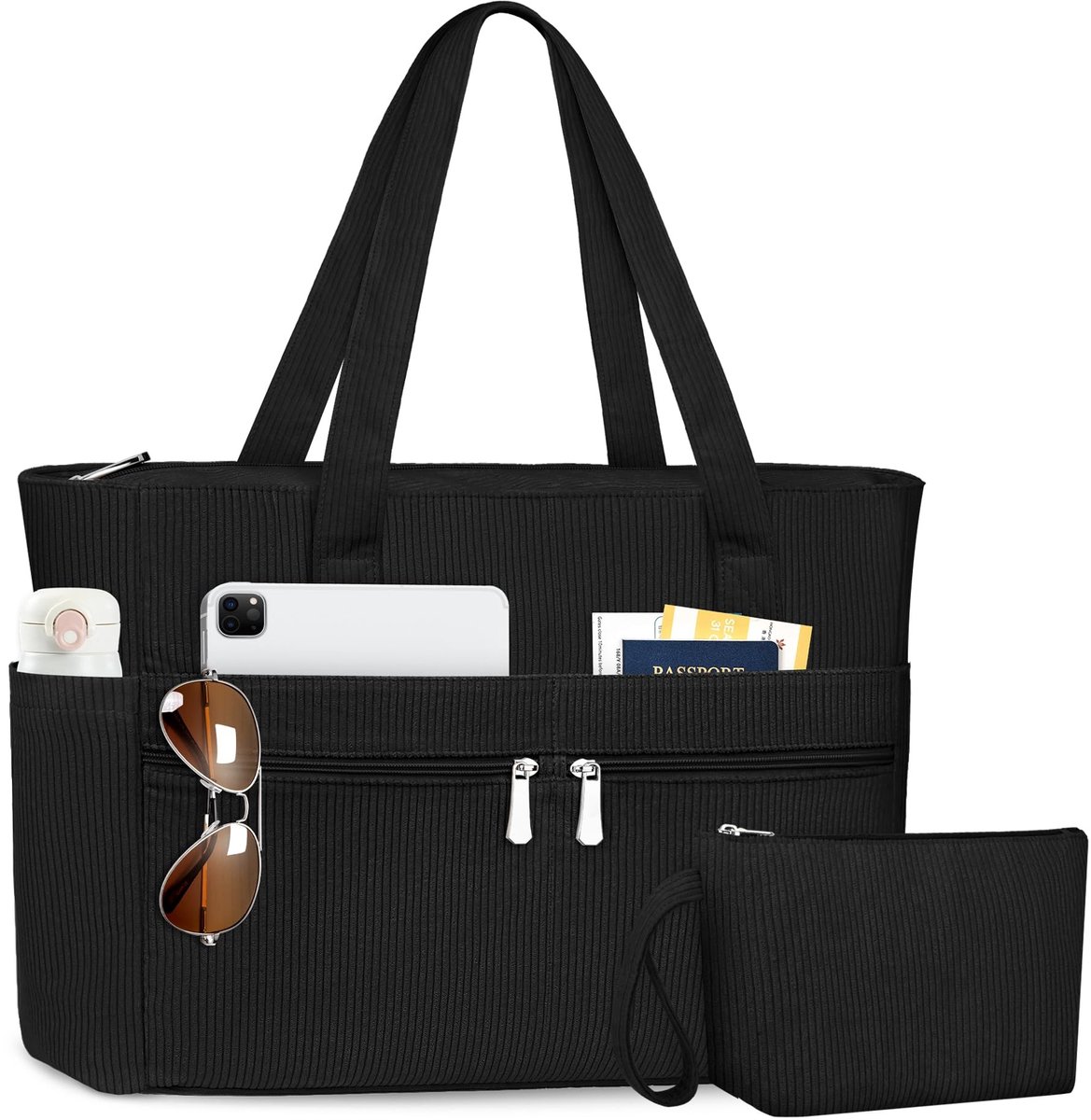 Dailygoods- Laptop Draagtas Grote Capaciteit - Schoudertas Dames - Corduroy Tas - Werk/College - 15,6 Inch Laptop - Duurzaam en Modieus