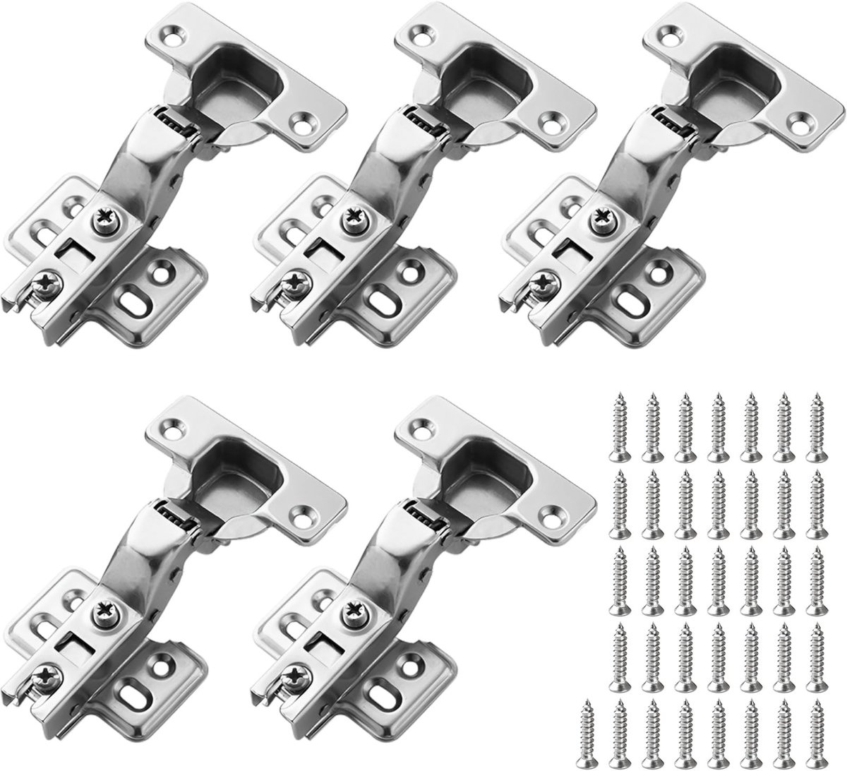 Dailygoods- Meubelscharnieren 6 Stuks - 110 Graden Buitenaanslag - Gedempt Scharnier - Soft-Close Technologie - Koudgewalst Staal - Eenvoudig te Installeren - Kastscharnieren