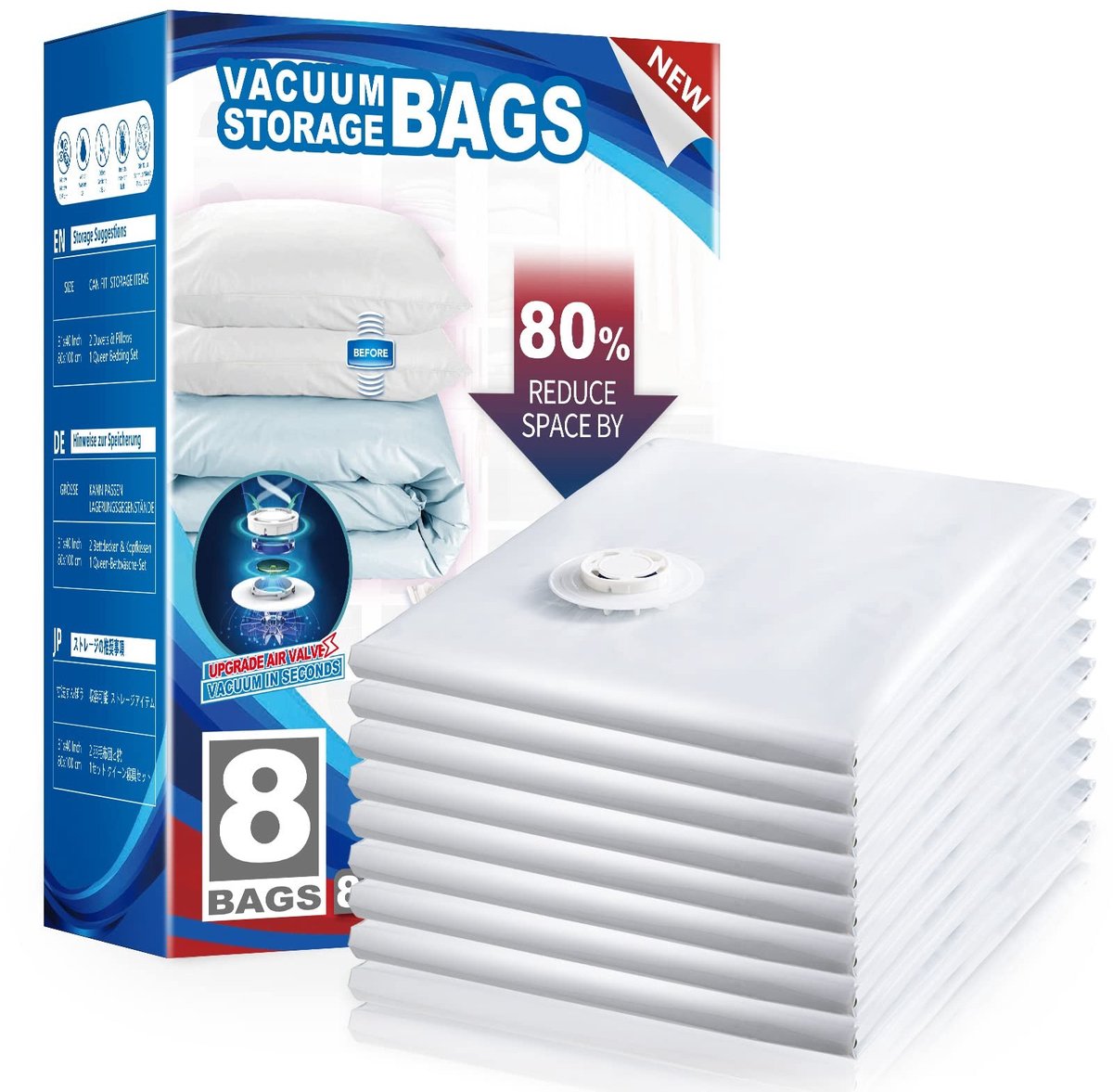 Dailygoods - Vacuüm Opbergzakken - Set van 8 Stuks voor Kleding