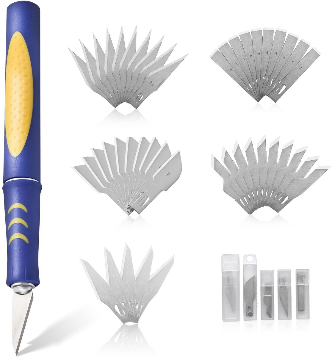 Dailygoods- Scalpelset met 45 reservemesjes - Snijmes met antislip handgreep - Gecoat met roestwerende olie - Cuttermes voor leer/papier - Upgrade knutselmes - Precisie snijden