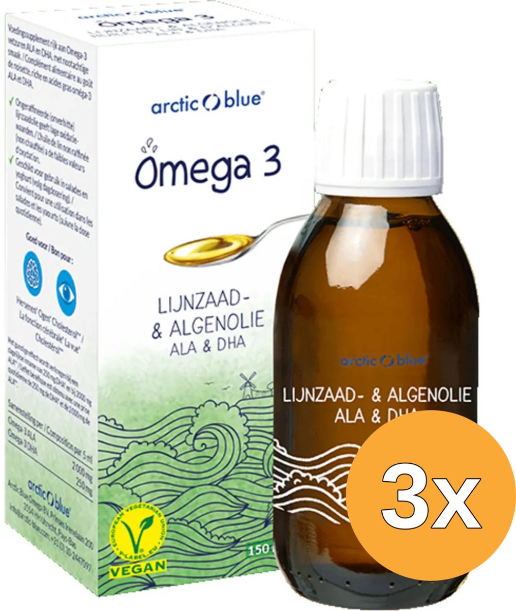 3x Arctic Blue Lijnzaad- & Algenolie Ala & Dha (150 ml)