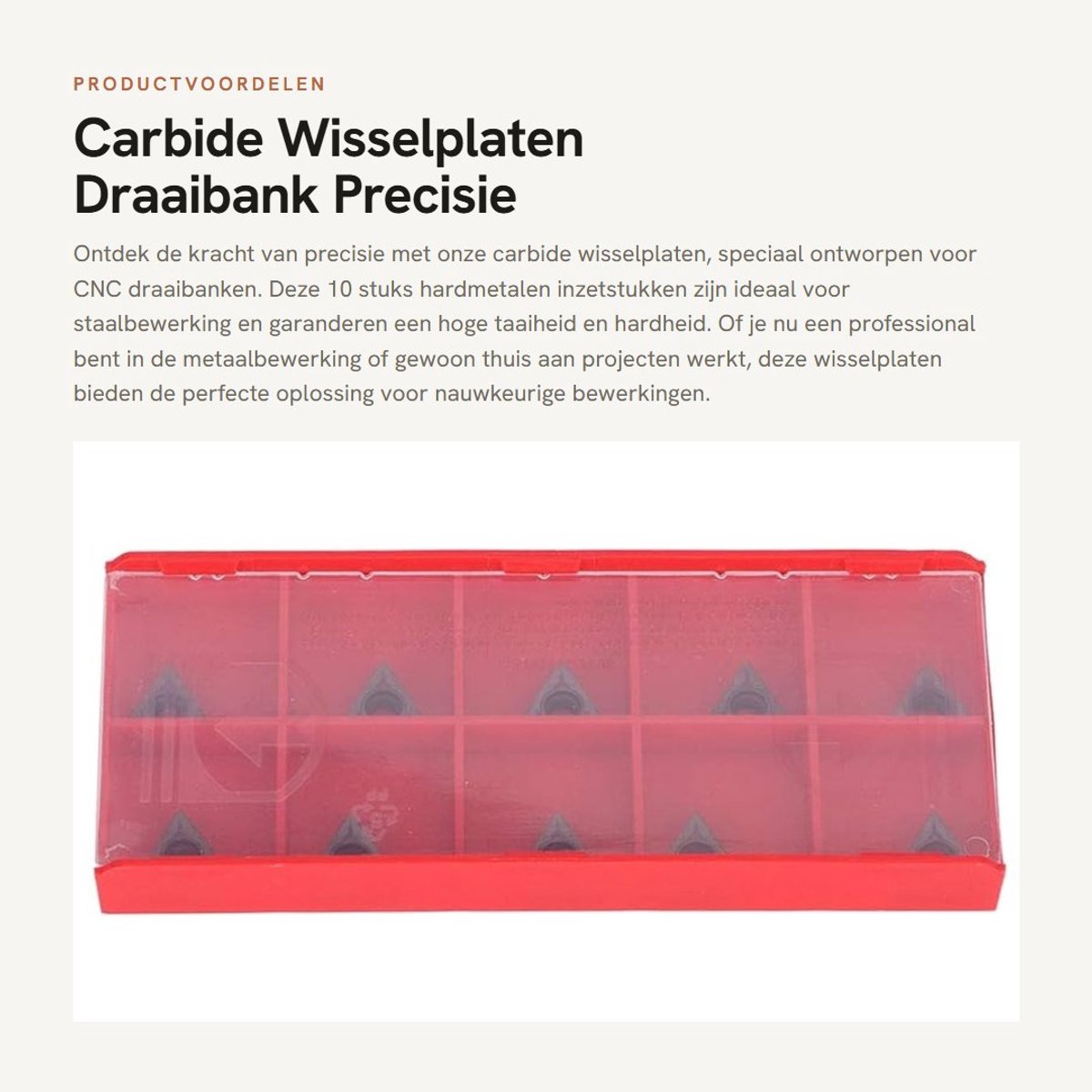 Dailygoods- Wisselplaten 10 Stuks - Hardmetalen Inzetstukken - CNC Draaibank - Precisie Bewerken - Hoge Hardheid - Geschikt voor Staal/RVS - Snijkop