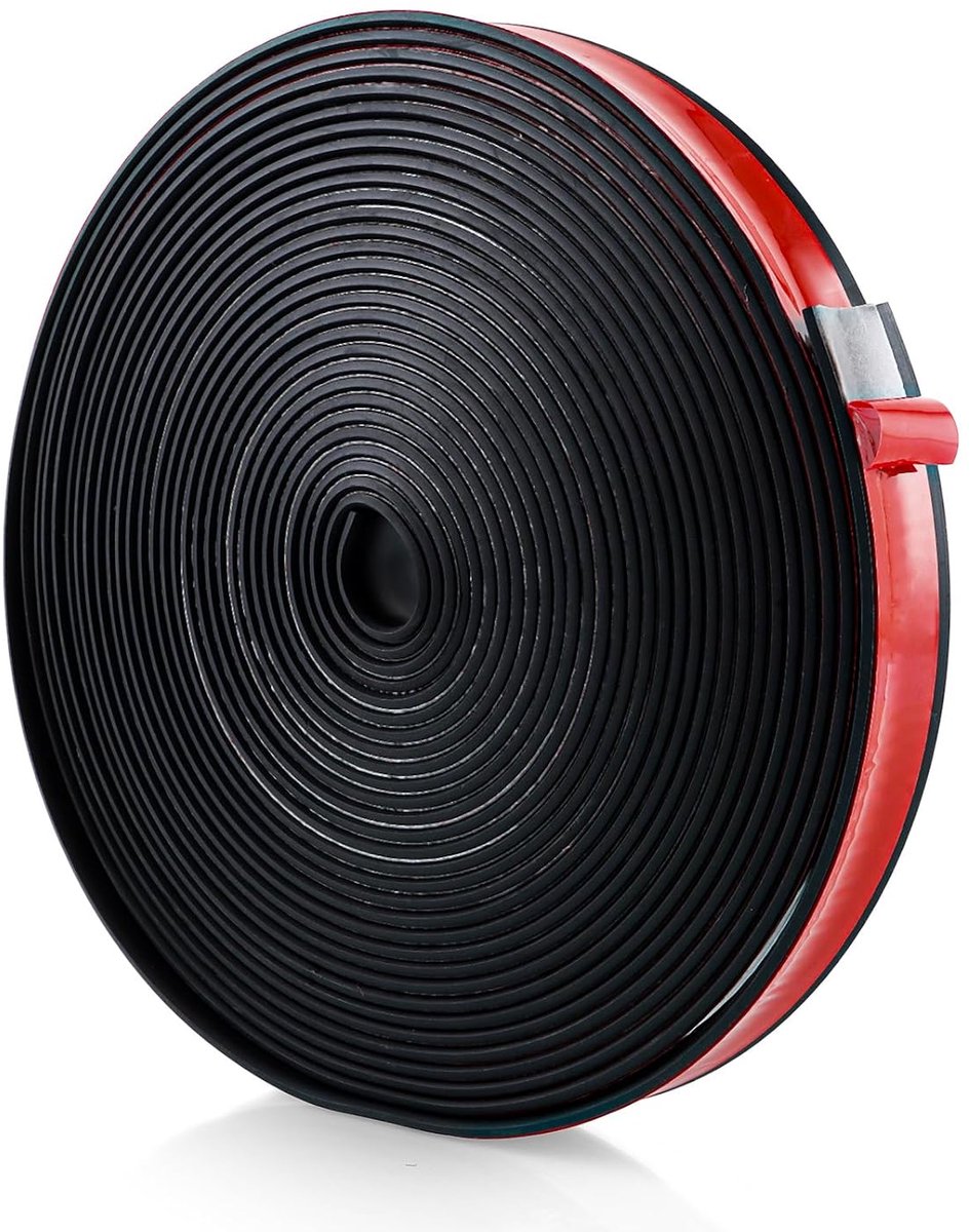 Rubberen strips, zelfklevend, rubberen plakband, 10 m x 2,5 cm x 2 mm, massief rubber, afdichtingstape, neopreen rubberen mat, rubberen plaat, geïsoleerd en schokbestendig voor deuren, ramen en