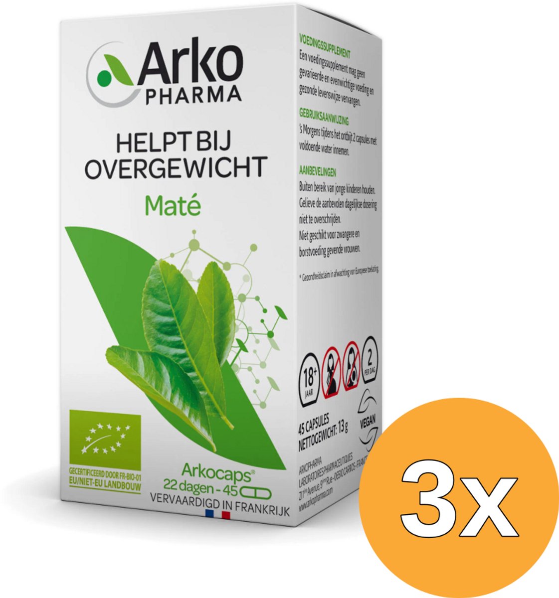 3x Arkocaps Mate (45 capsules)
