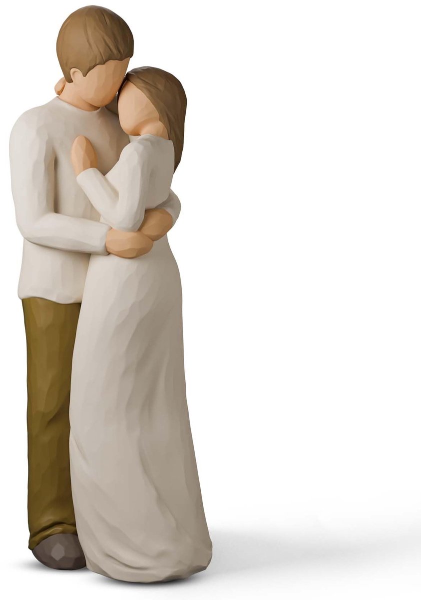 Dailygoods- Liefdesstandbeeld 18 cm - Romantisch Paarbeeldje - Cadeau voor Bruiloft - Jubileum - Valentijnsdag - Hoogwaardige Hars - Romantisch Beeldje