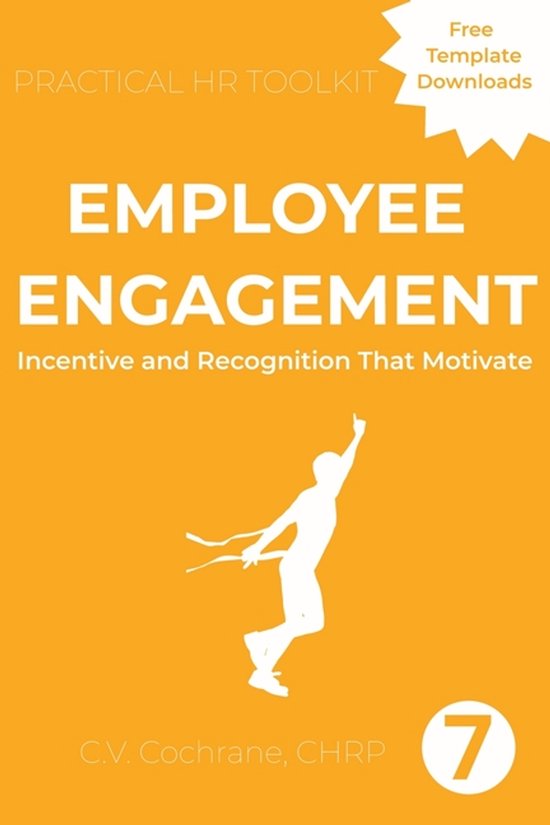 Couverture de 'Practical HR Toolkit - Employee Engagement'. Une couverture orange avec des téléchargements de modèles gratuits et le texte 'Incentive and Recognition That Motivate'. Une image d'un coureur gagnant franchissant la ligne d'arrivée.