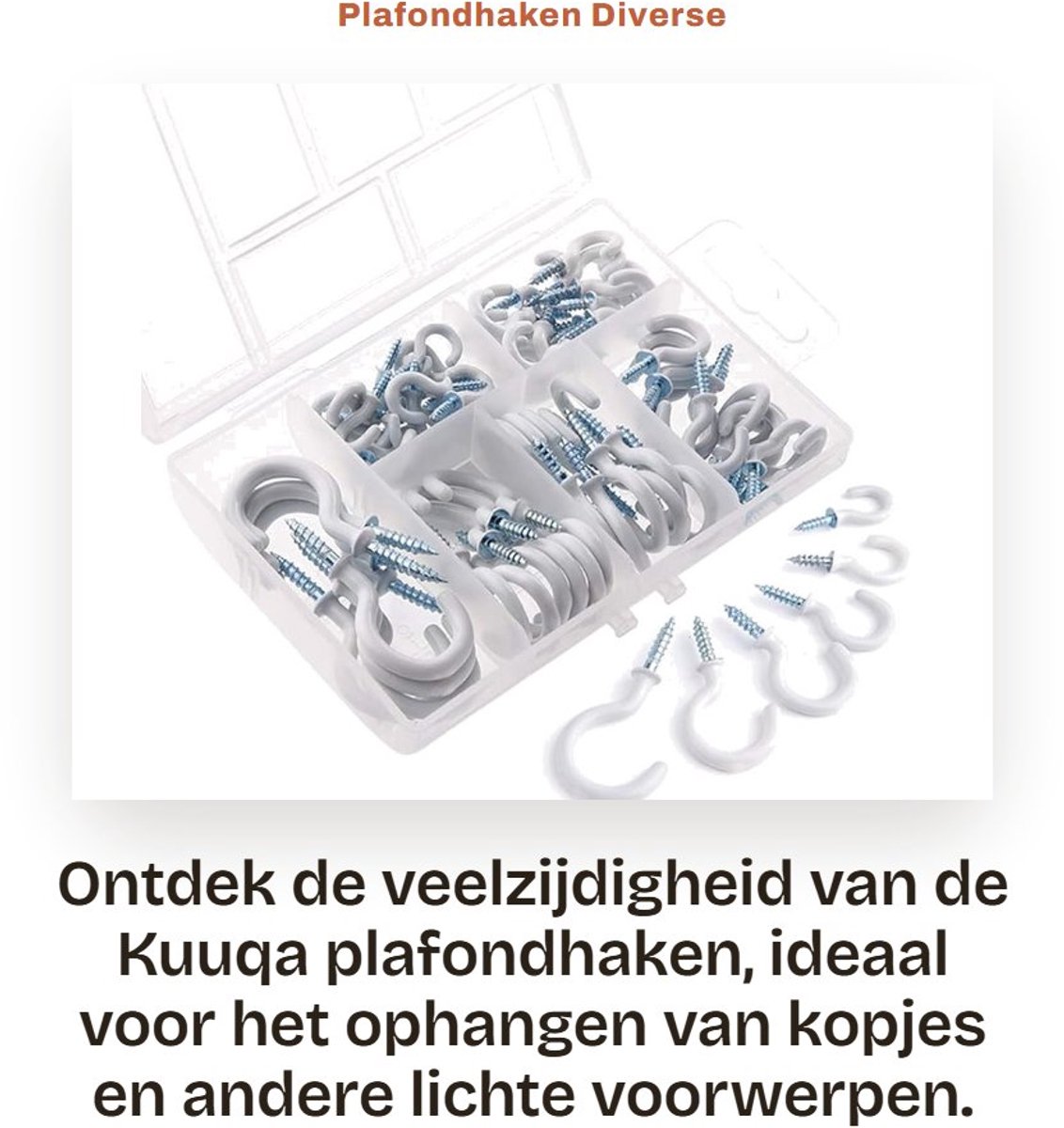 Dailygoods- Plafondhaken 80 Stuks - Zelfklevend - Bekerhaken - Vinyl/Staal - Voor Binnen/Buiten - Diverse Afmetingen - Haakjes